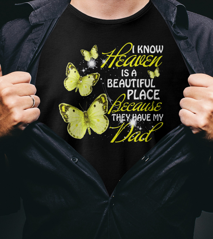 I Know Heaven Is A Beautiful Place Because They Have My Dad Butterflies T-Shirt
