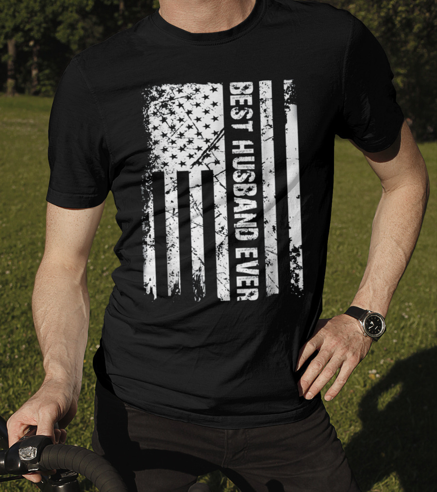 Best Husband Ever Distressed American Flag T-Shirt