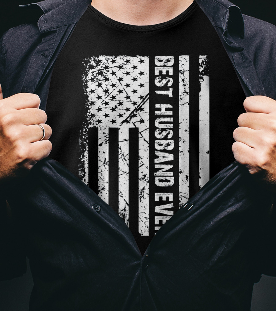 Best Husband Ever Distressed American Flag T-Shirt