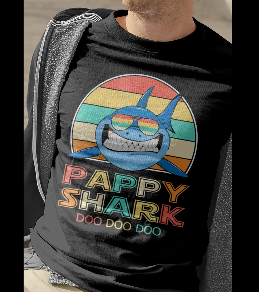 Pappy Shark Doo Doo Doo Retro Vintage T-Shirt