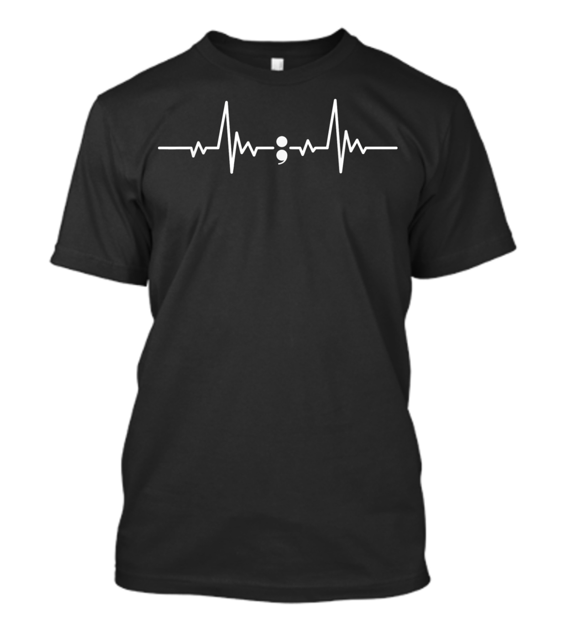 Semicolon Heartbeat Depression Prevention Mental Heal T-Shirt