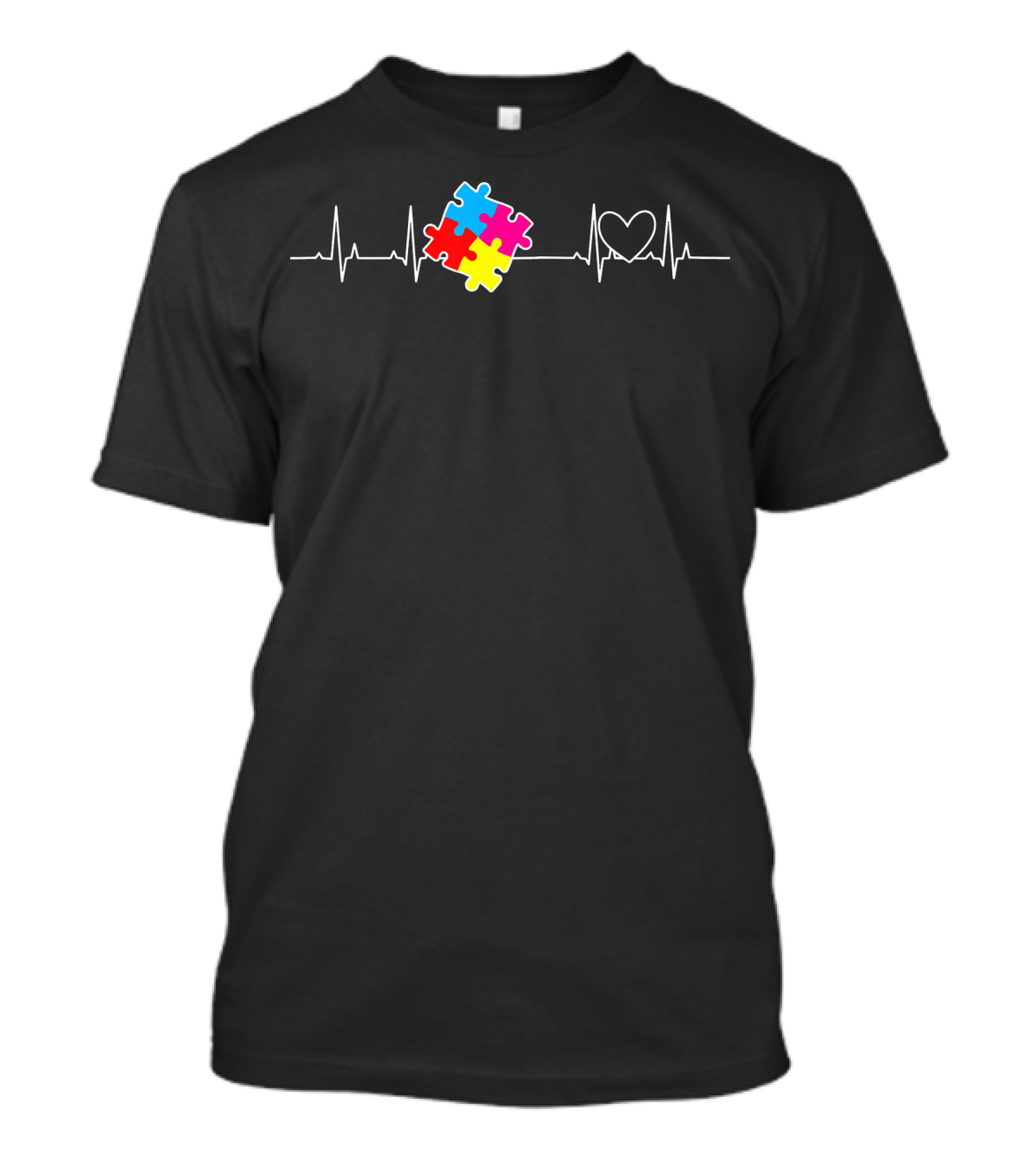 Puzzle Heartbeat Autism Awareness T-Shirt