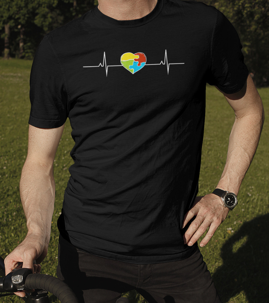 Heart Beat Puzzle Autism Awareness Day T-Shirt
