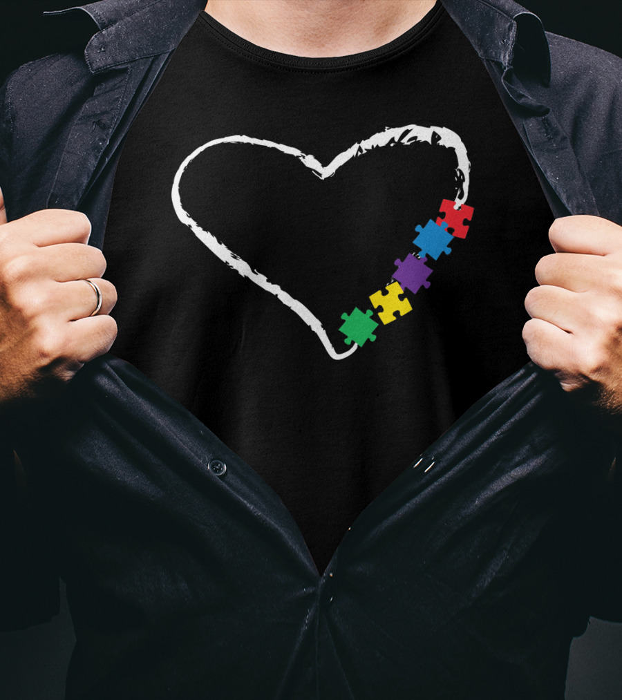 Autism Awareness Heart With Puzzle Pieces T-Shirt