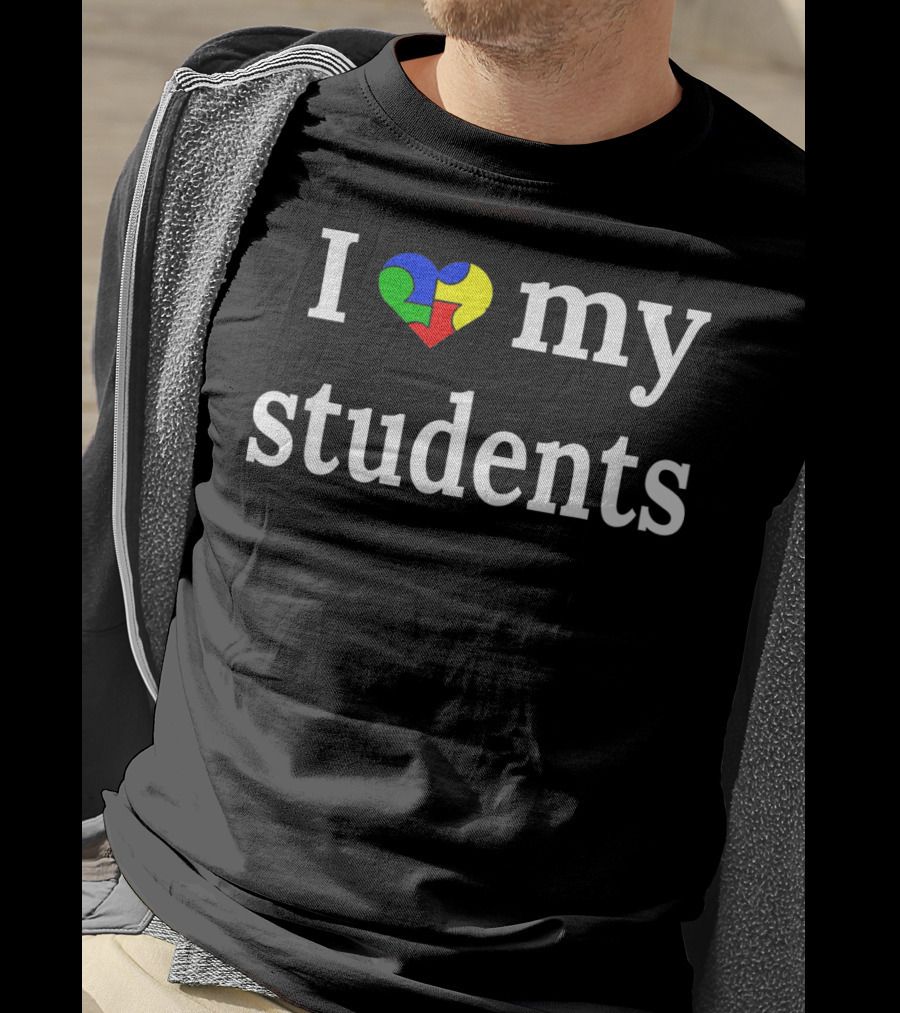 I Love My Students Autism Teacher Puzzle Heart T-Shirt