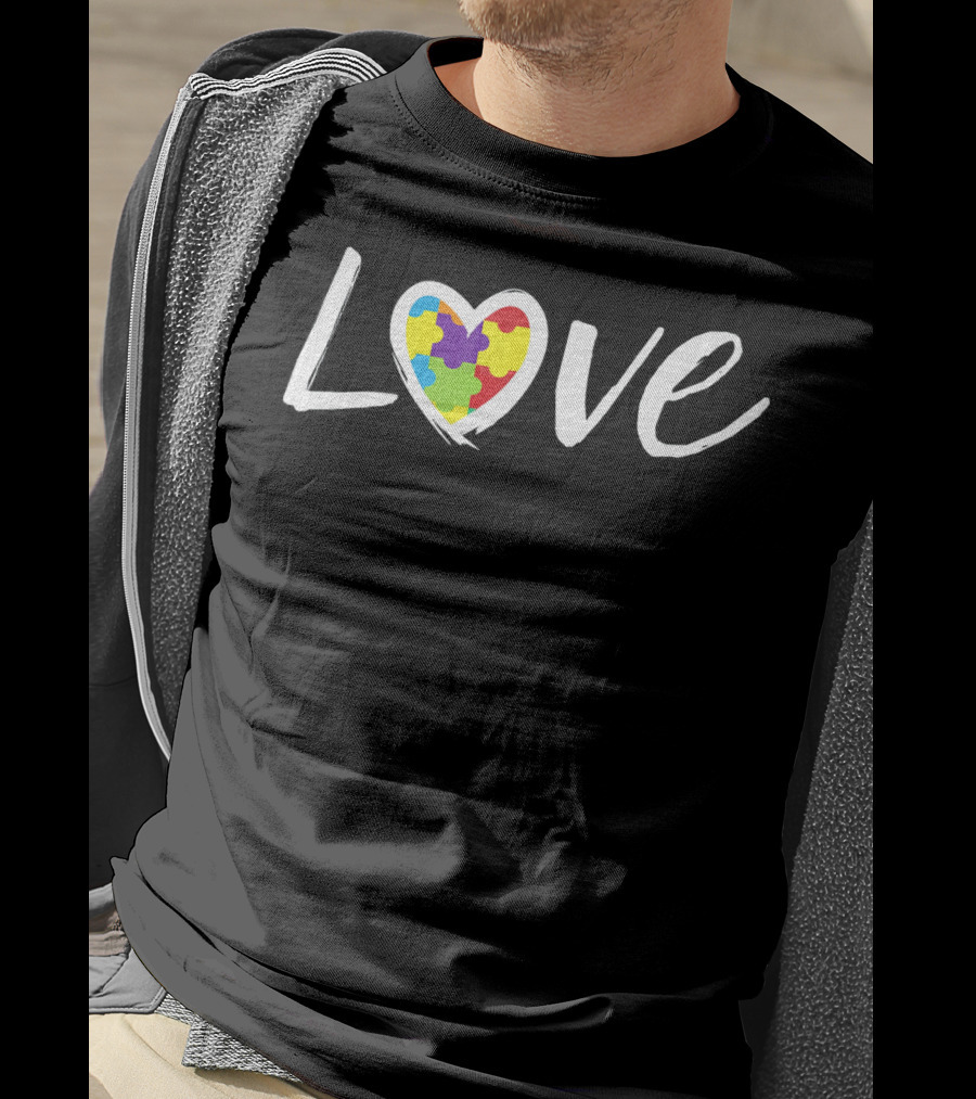 Autism Awareness Puzzle Heart Love T-Shirt