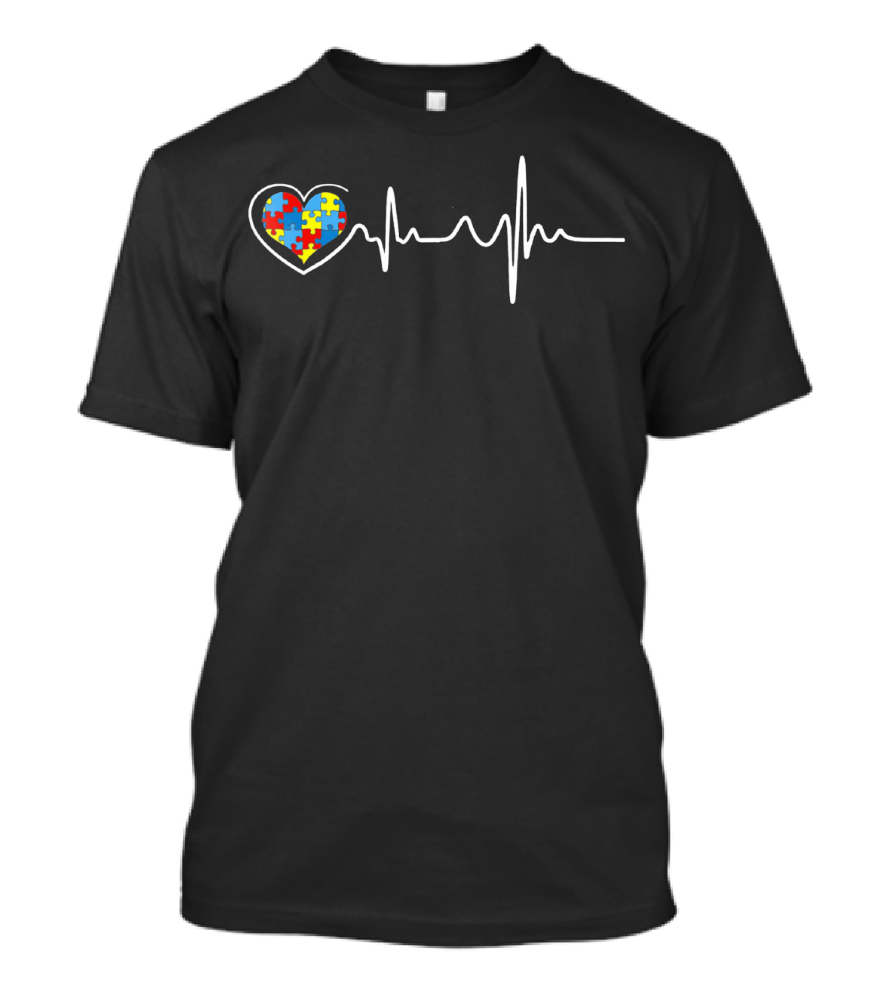 Autism Awareness Heartbeat Puzzle Piece Heart T-Shirt