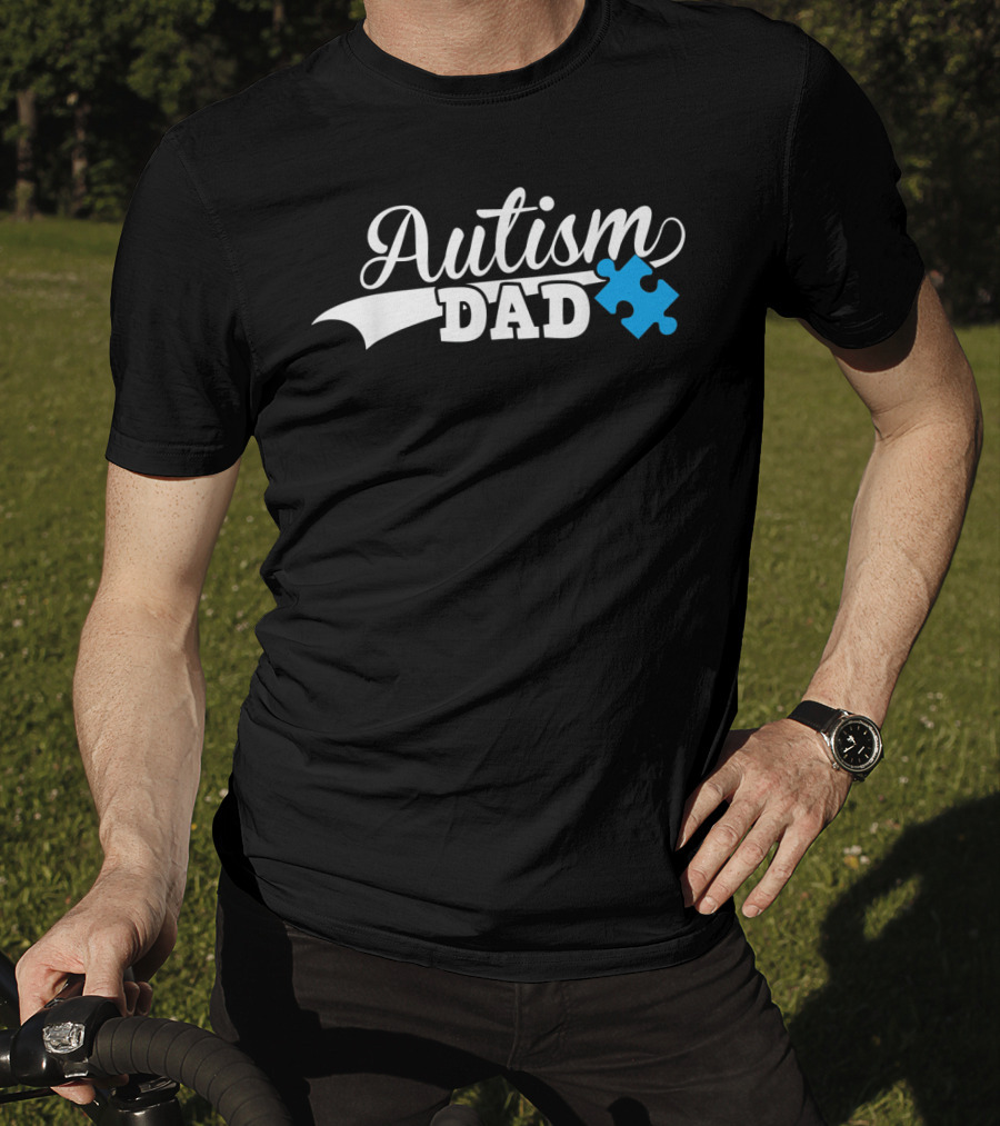 Autism Dad Awareness Puzzle Piece Support T-Shirt