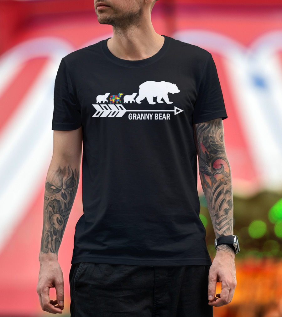 Granny Bear Autism Awareness Bear Family Arrow T-Shirt