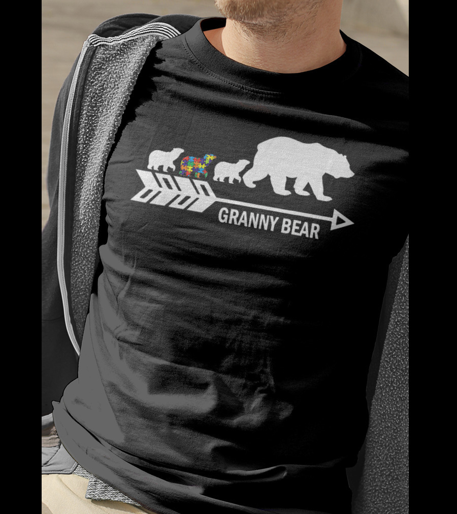 Granny Bear Autism Awareness Bear Family Arrow T-Shirt