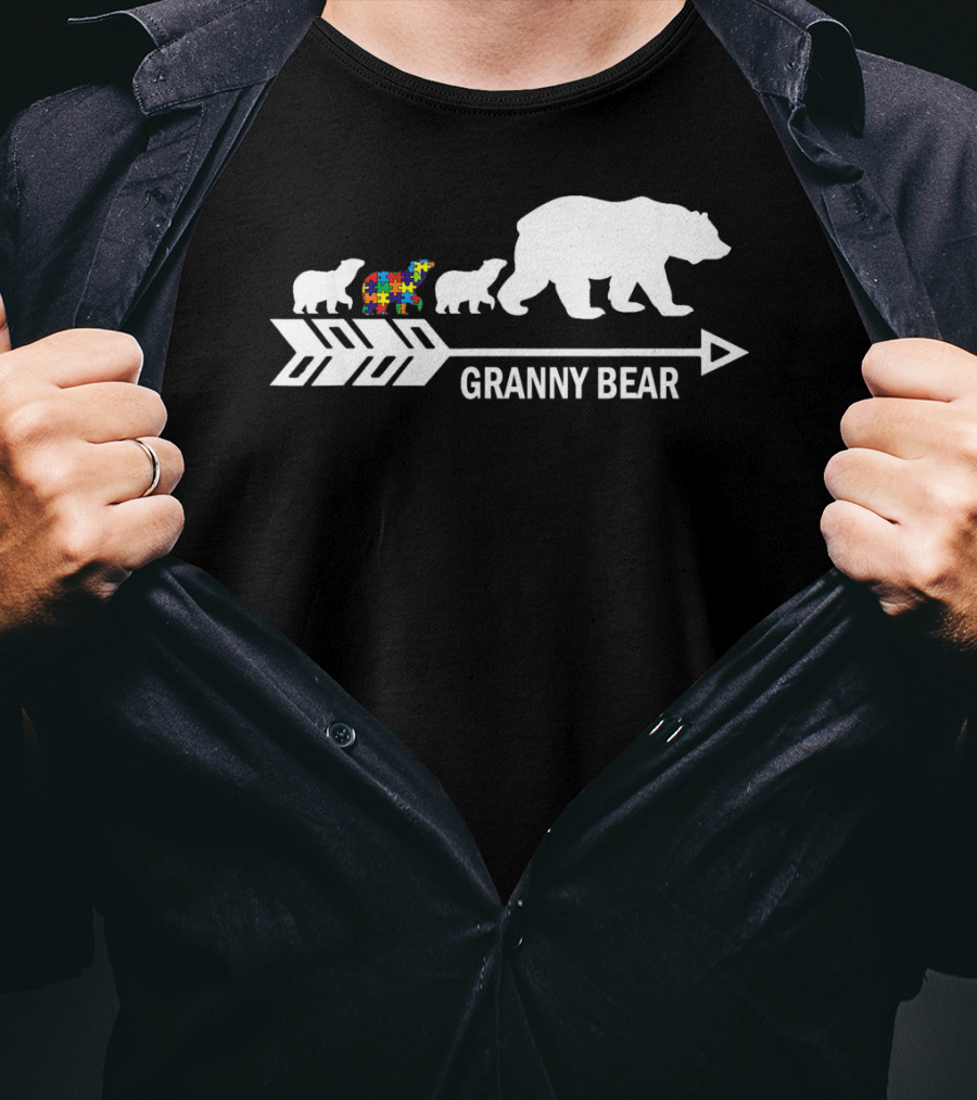 Granny Bear Autism Awareness Bear Family Arrow T-Shirt