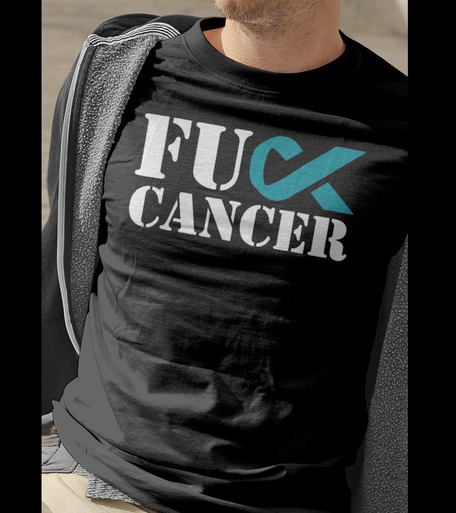 Fck Cancer Teal Ribbon Ovarian Cancer Awareness T-Shirt