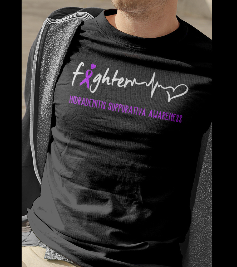 Fighter Hidradenitis Suppurativa Awareness Heartbeat T-Shirt