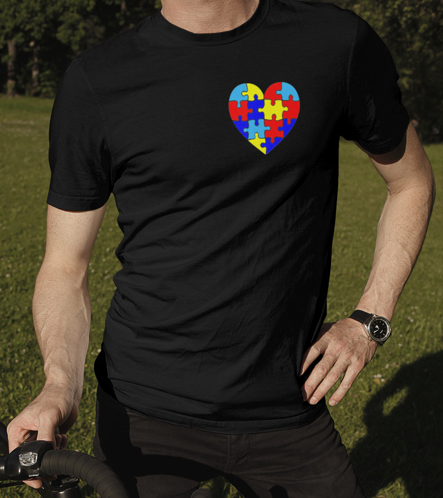 Autism Awareness Heart Love Parent Puzzle T-Shirt