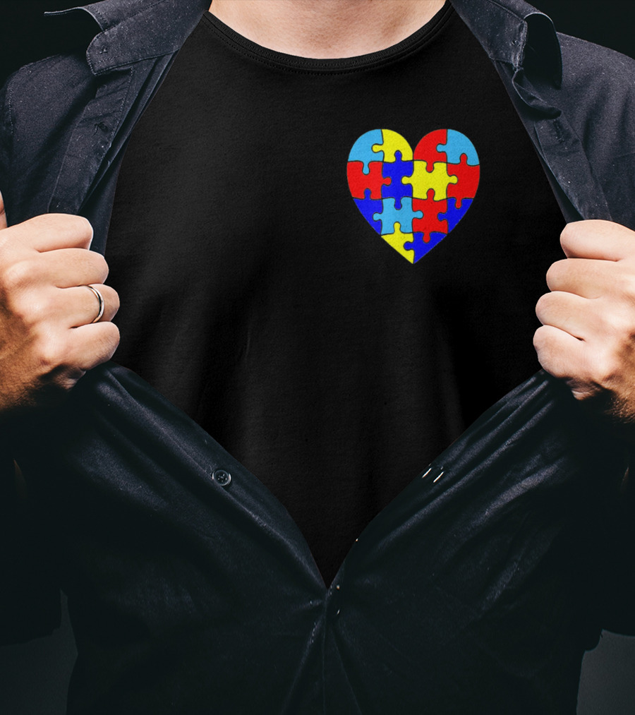 Autism Awareness Heart Love Parent Puzzle T-Shirt