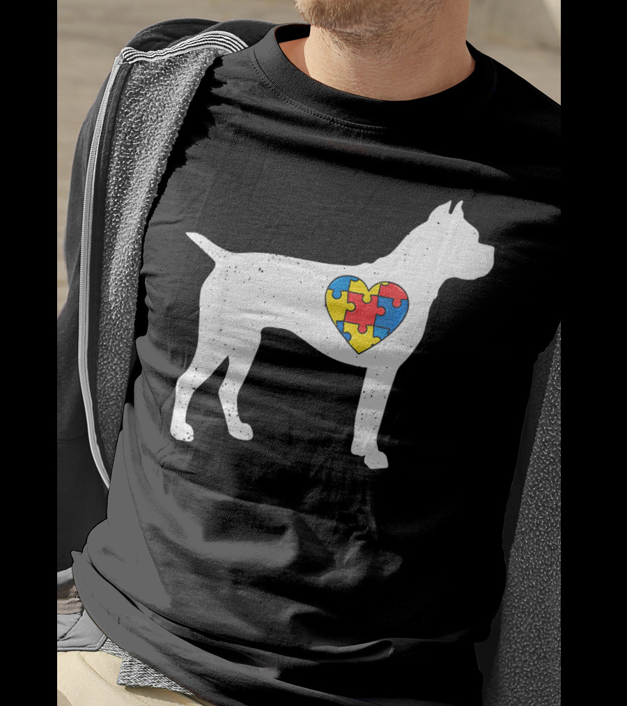 Boxer Heart Autism Awareness Puzzle Day T-Shirt