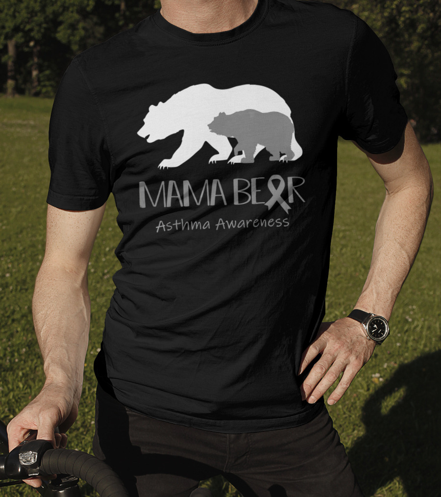 Mama Bear Asthma Awareness Ribbon T-Shirt