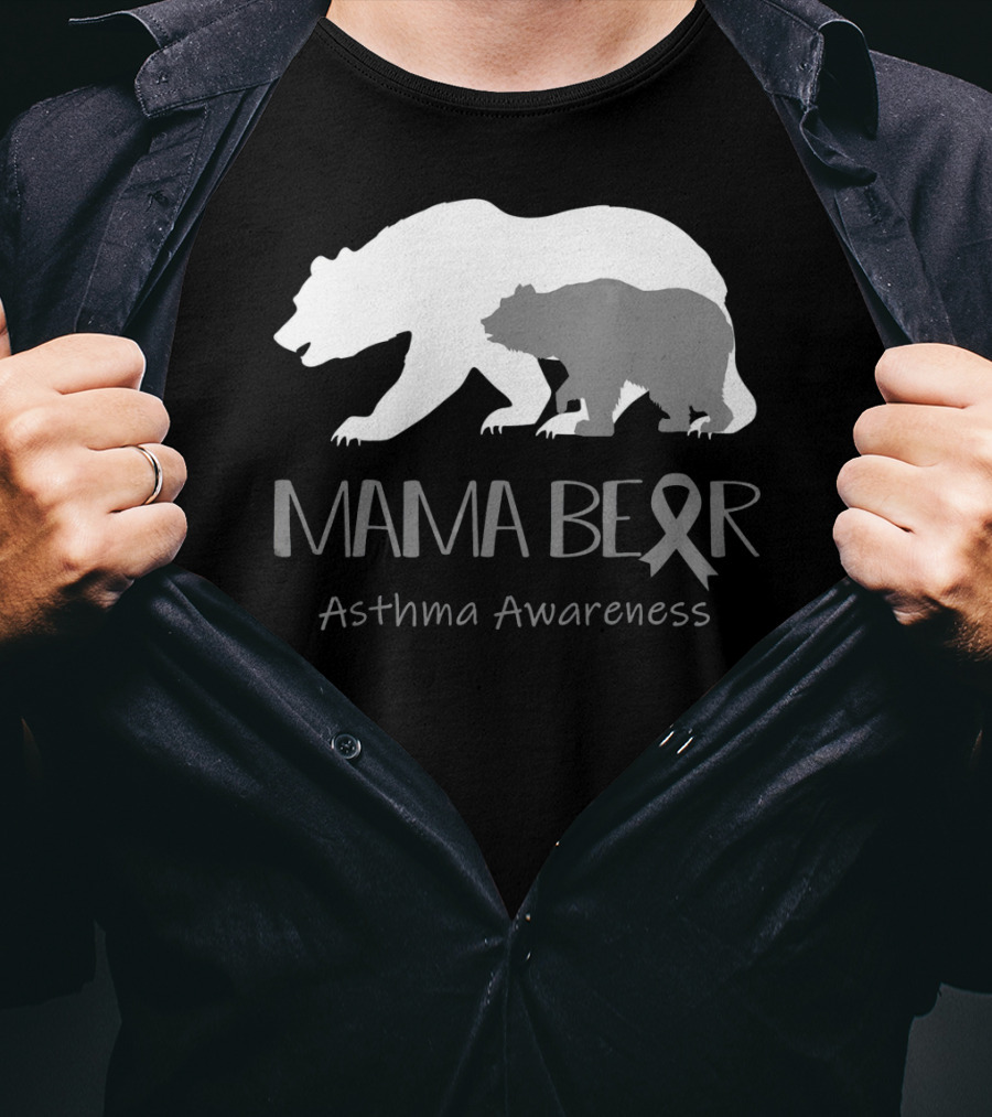 Mama Bear Asthma Awareness Ribbon T-Shirt