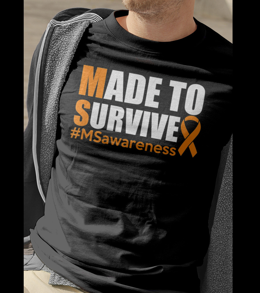 Made To Survive MS Awareness Ribbon Hashtag T-Shirt