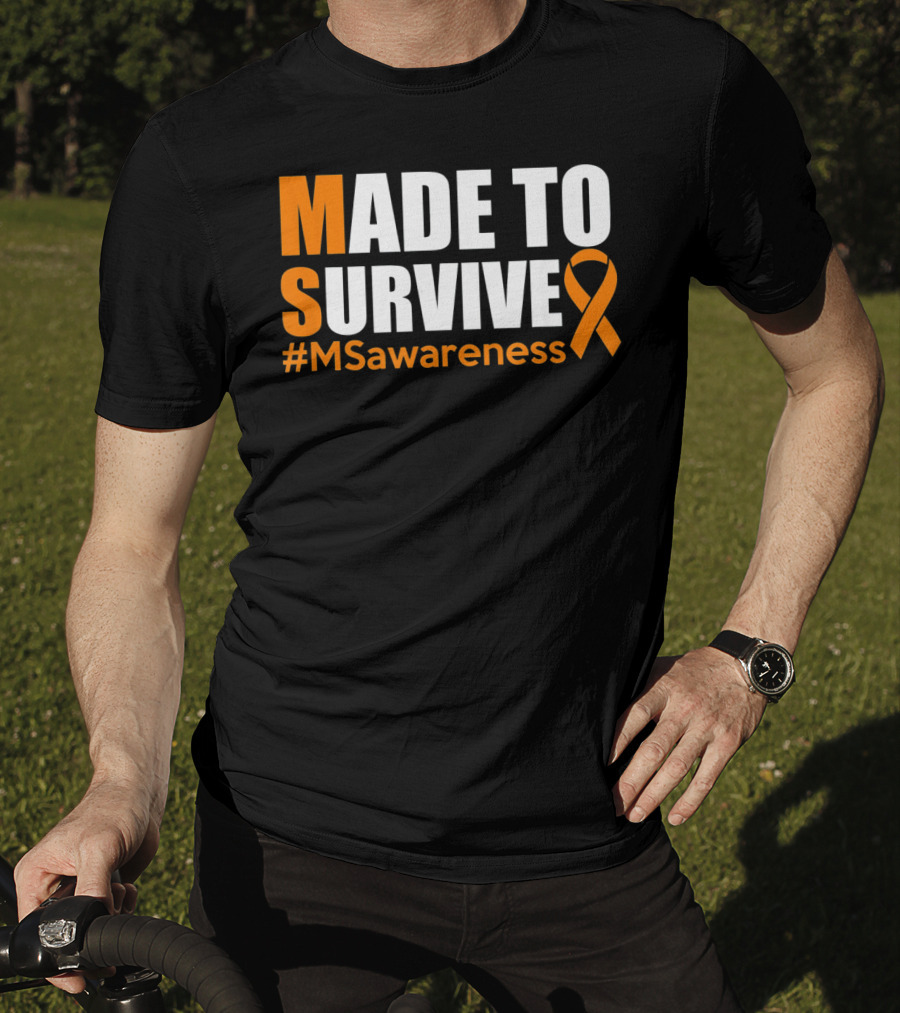 Made To Survive MS Awareness Ribbon Hashtag T-Shirt