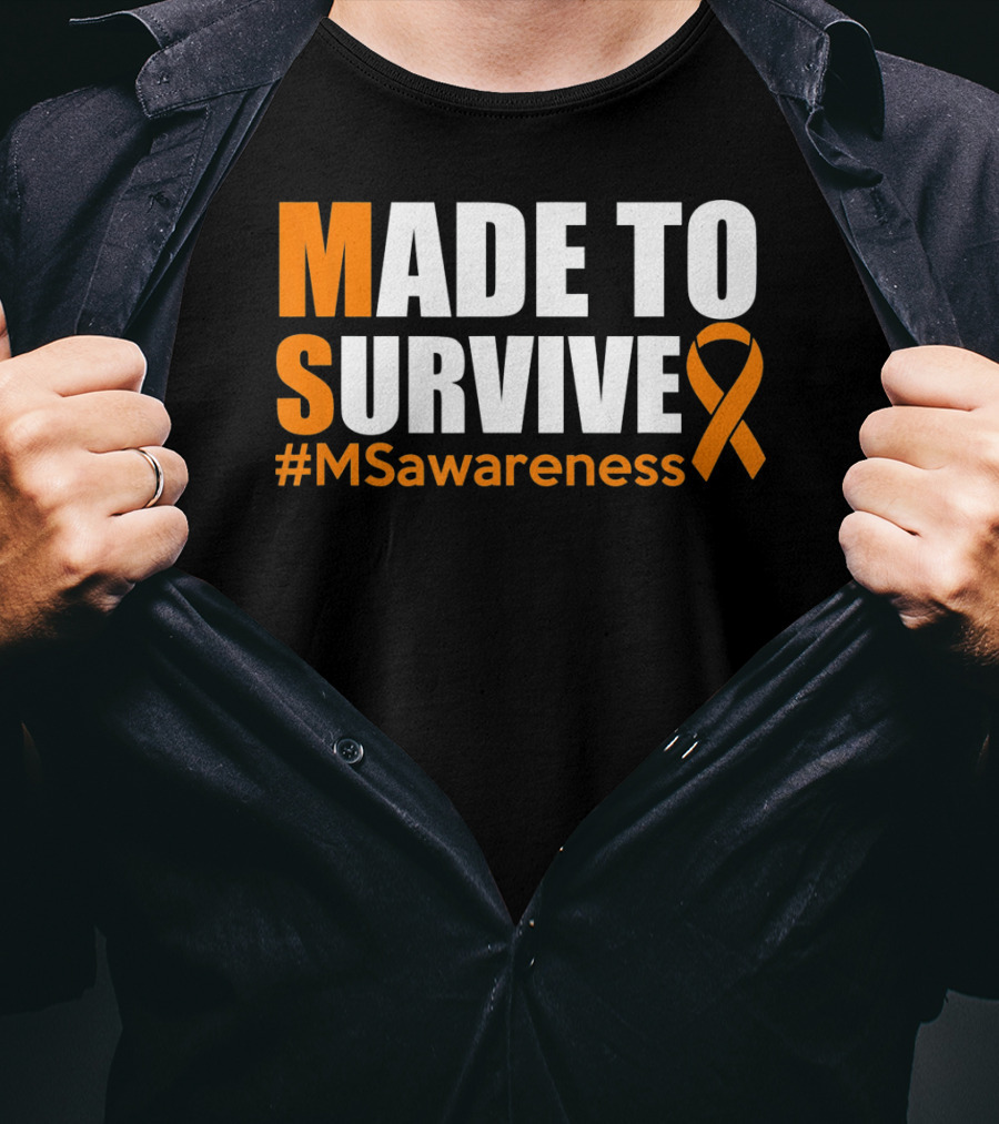 Made To Survive MS Awareness Ribbon Hashtag T-Shirt