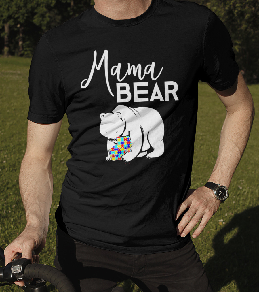 Mama Bear Autism Puzzle Heart T-Shirt