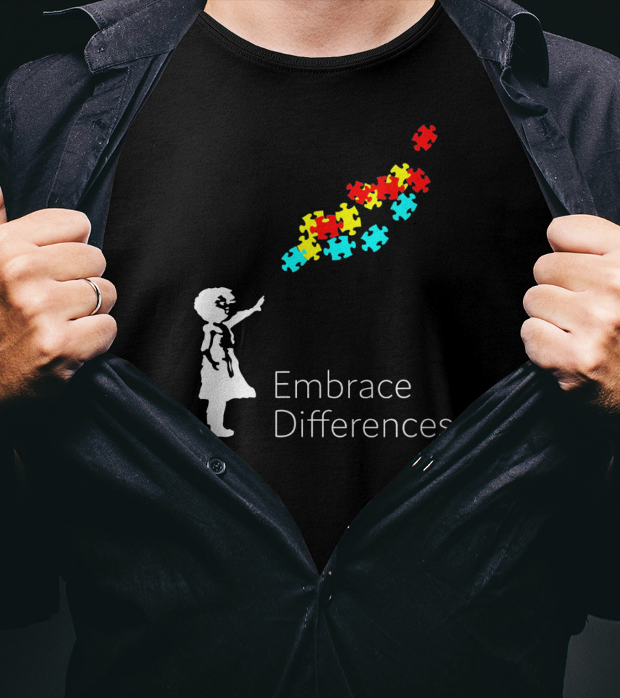 Embrace Differences Autism Puzzle Piece Awareness T-Shirt