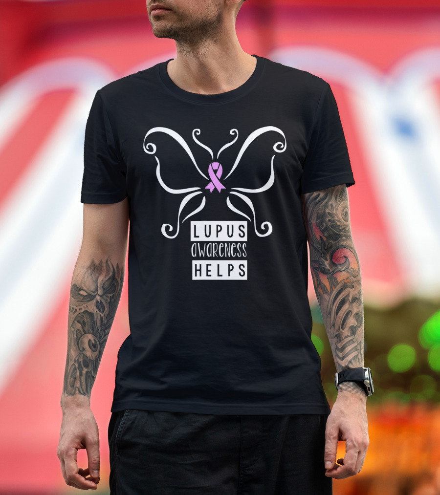 Lupus Awareness Helps Pink Ribbon Butterfly T-Shirt