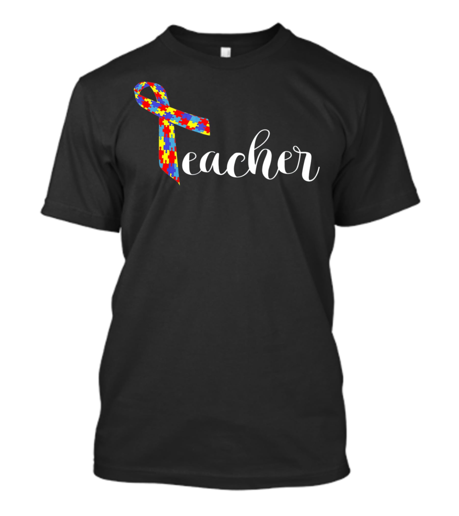 Autism Awareness Teacher Adult Puzzle Ribbon Women Men T-Shirt