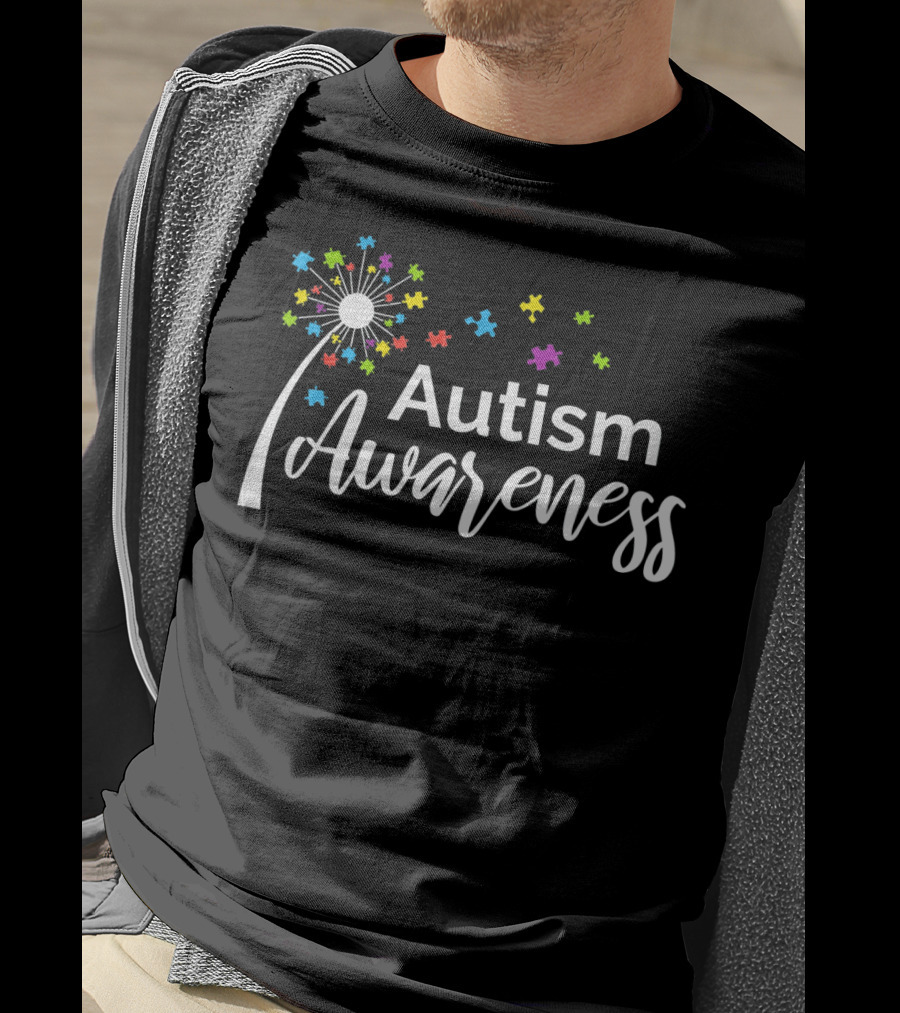 Autism Awareness Dandelion Puzzle Pieces Blossoming Understanding T-Shirt