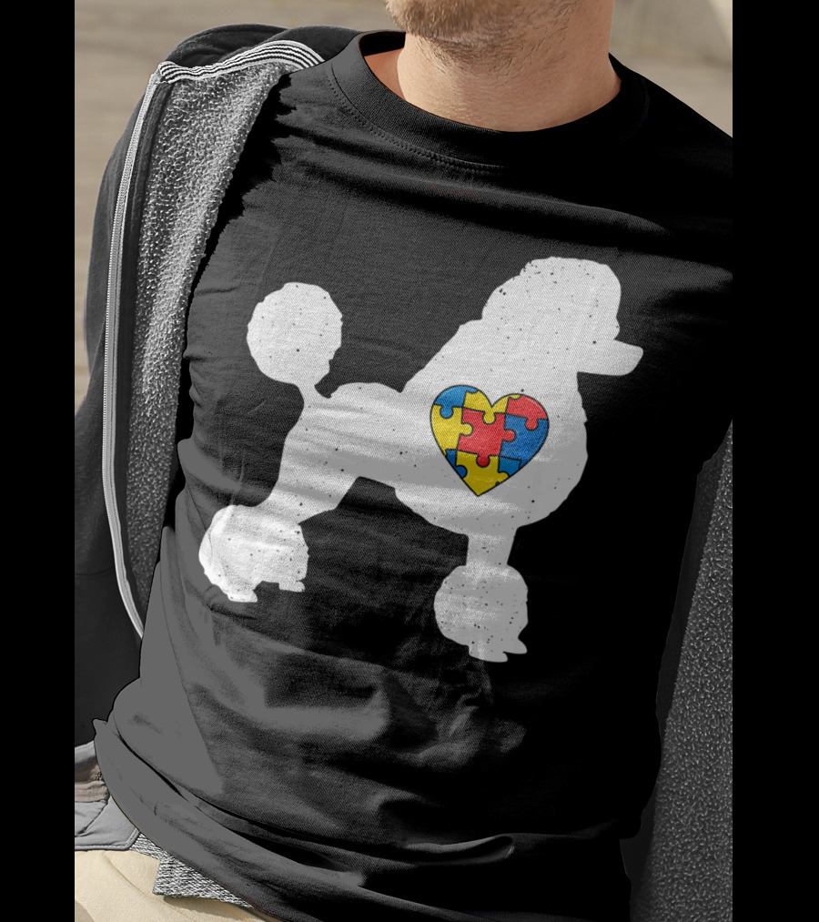 Poodle With Puzzle Heart Autism Awareness Day T-Shirt