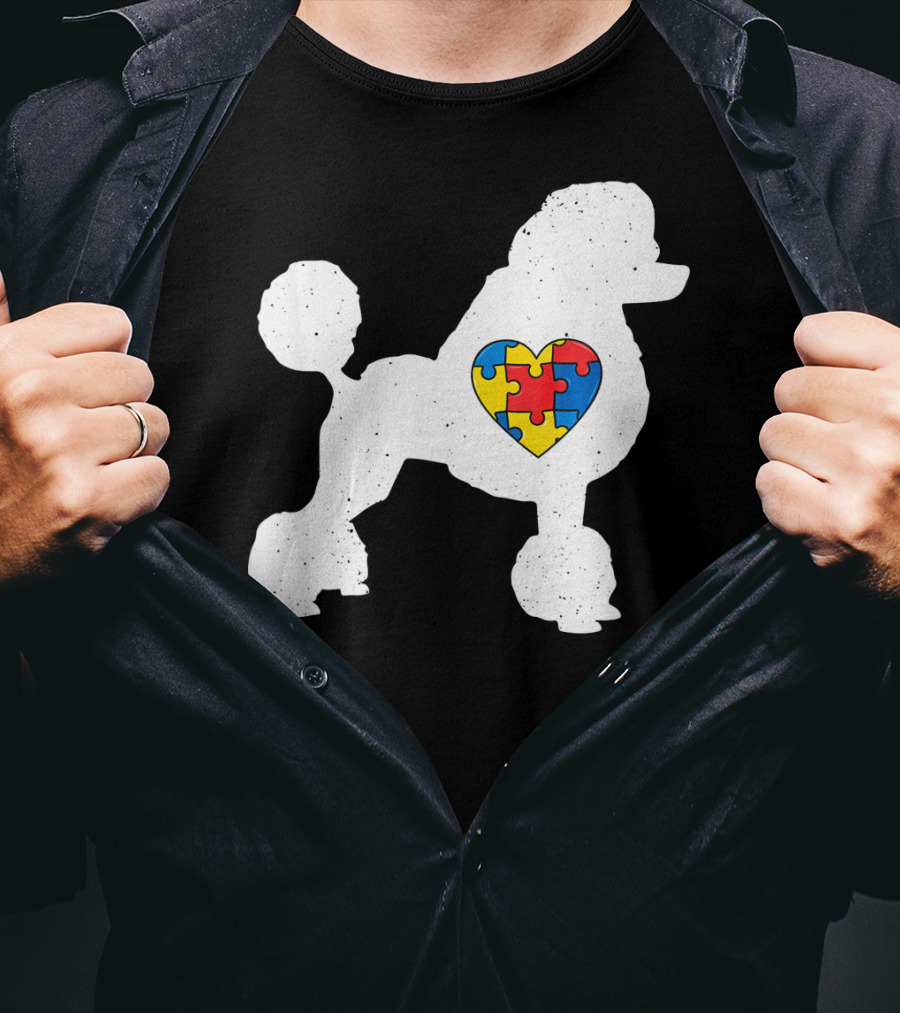 Poodle With Puzzle Heart Autism Awareness Day T-Shirt