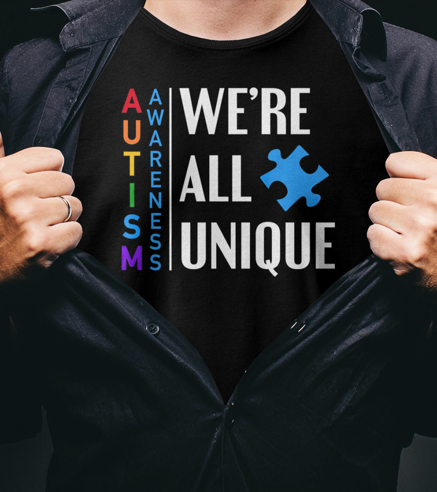 Autism Awareness We're All Unique Puzzle Piece T-Shirt