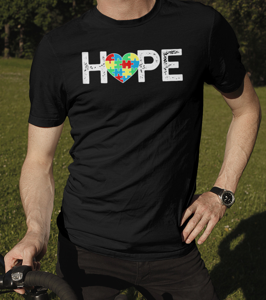 HOPE Heart With Autism Puzzle Pieces T-Shirt