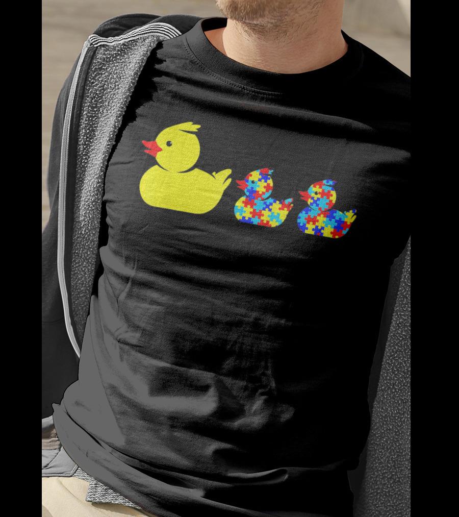 Duck Autism Awareness Puzzle Pattern Ducks T-Shirt