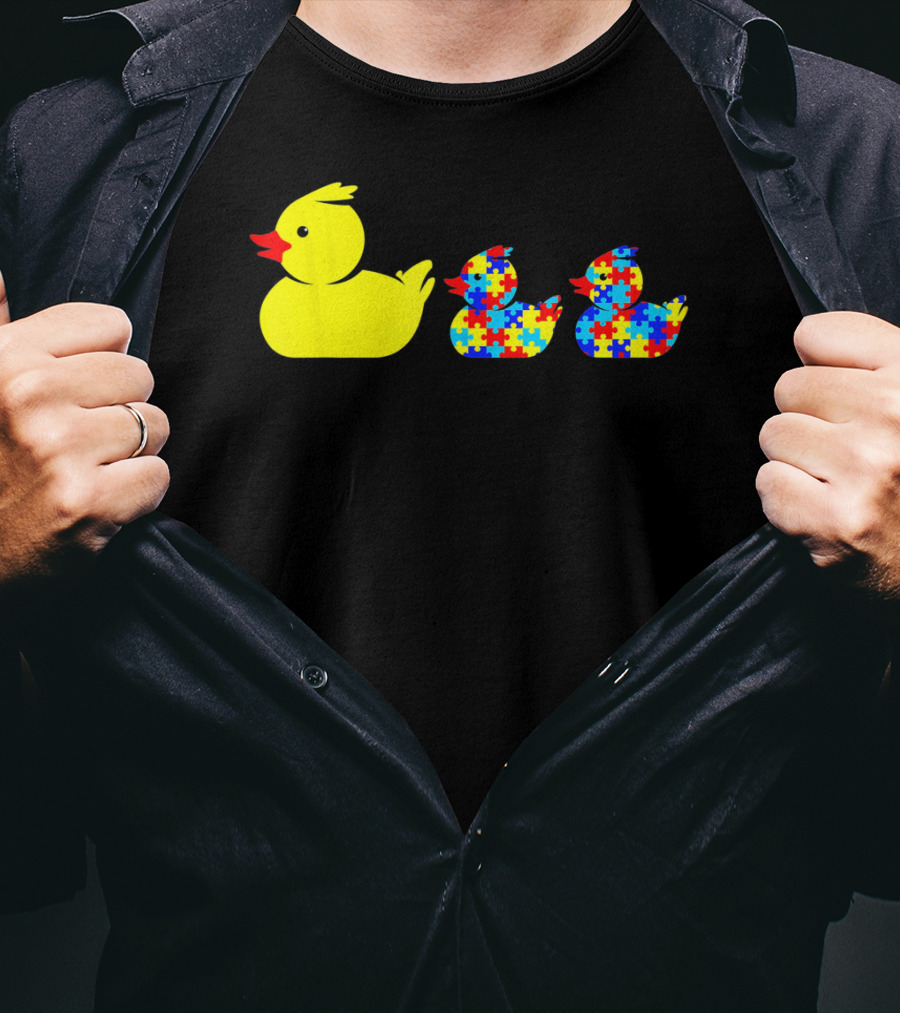 Duck Autism Awareness Puzzle Pattern Ducks T-Shirt