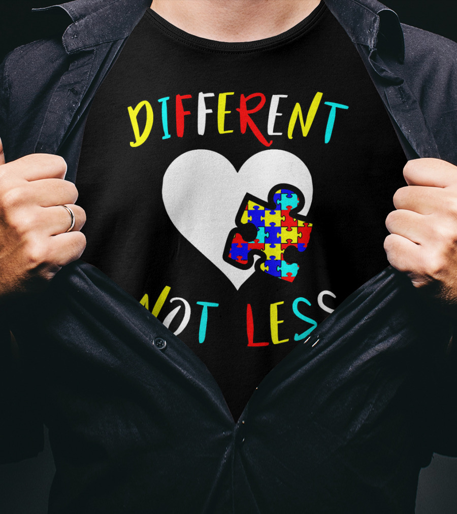 Different Not Less Autism Awareness Puzzle Heart T-Shirt