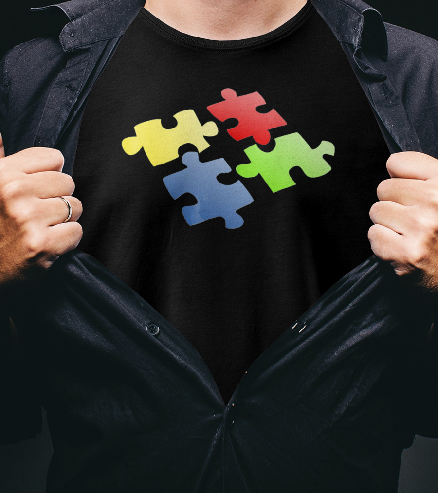 Autism Awareness Puzzle Pieces Colorful T-Shirt
