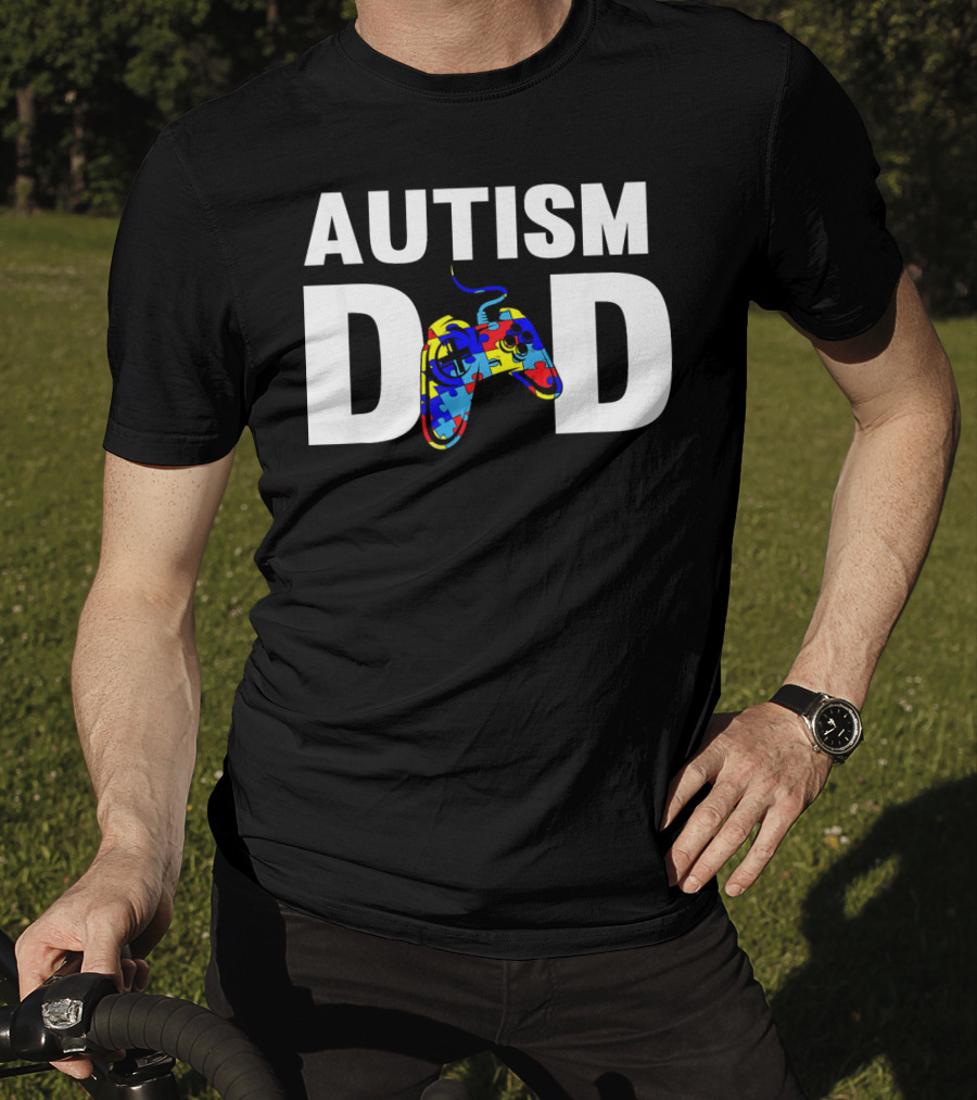 Father's Day Gamer Autism Dad Awareness Controller Puzzle T-Shirt