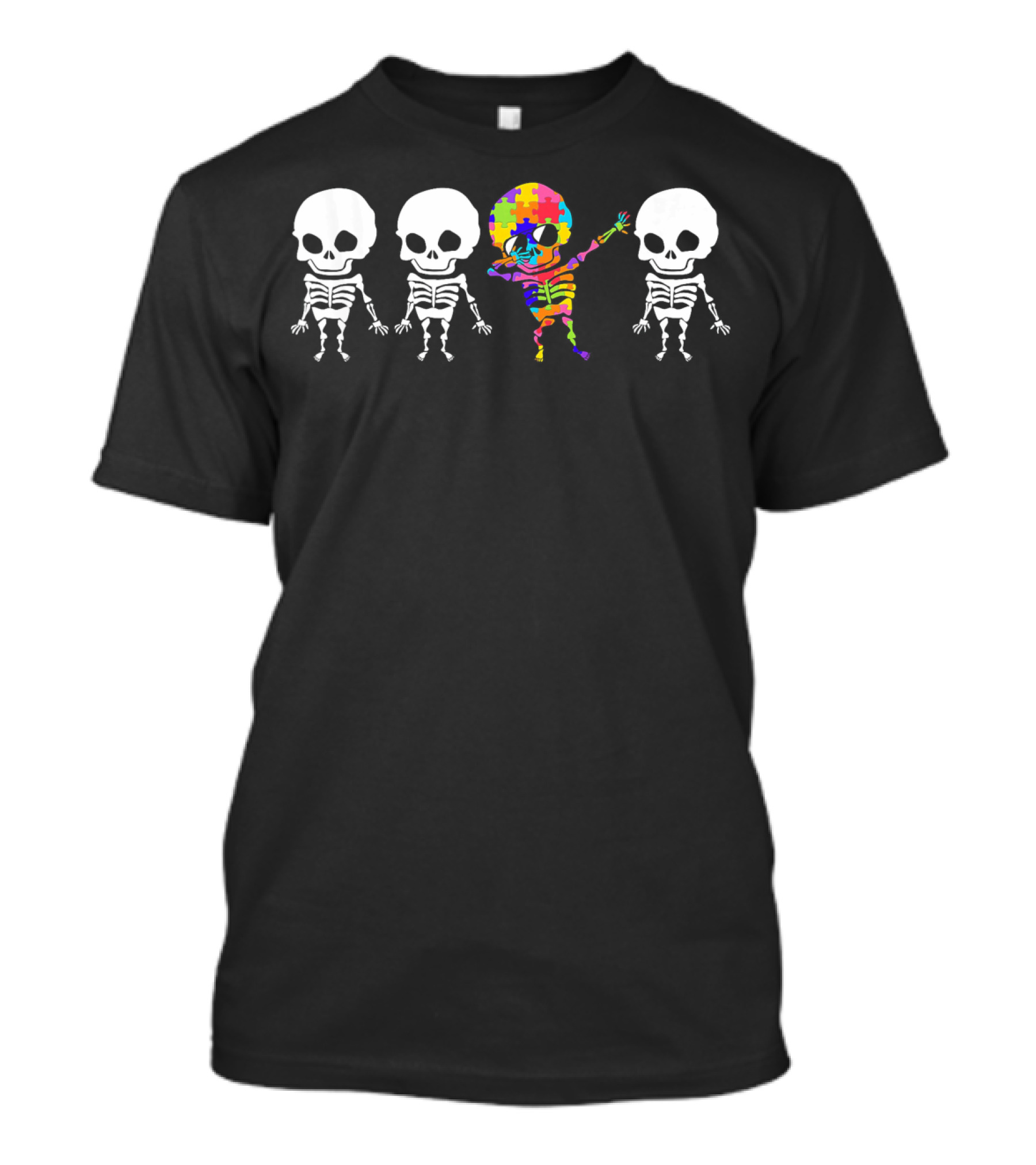 Kids Autism Awareness Puzzle Skeletons Dabbing T-Shirt