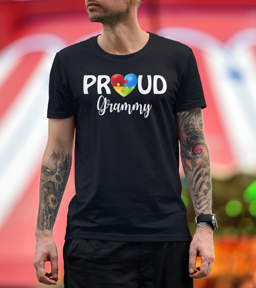 Proud Grammy Puzzle Heart Autism T-Shirt