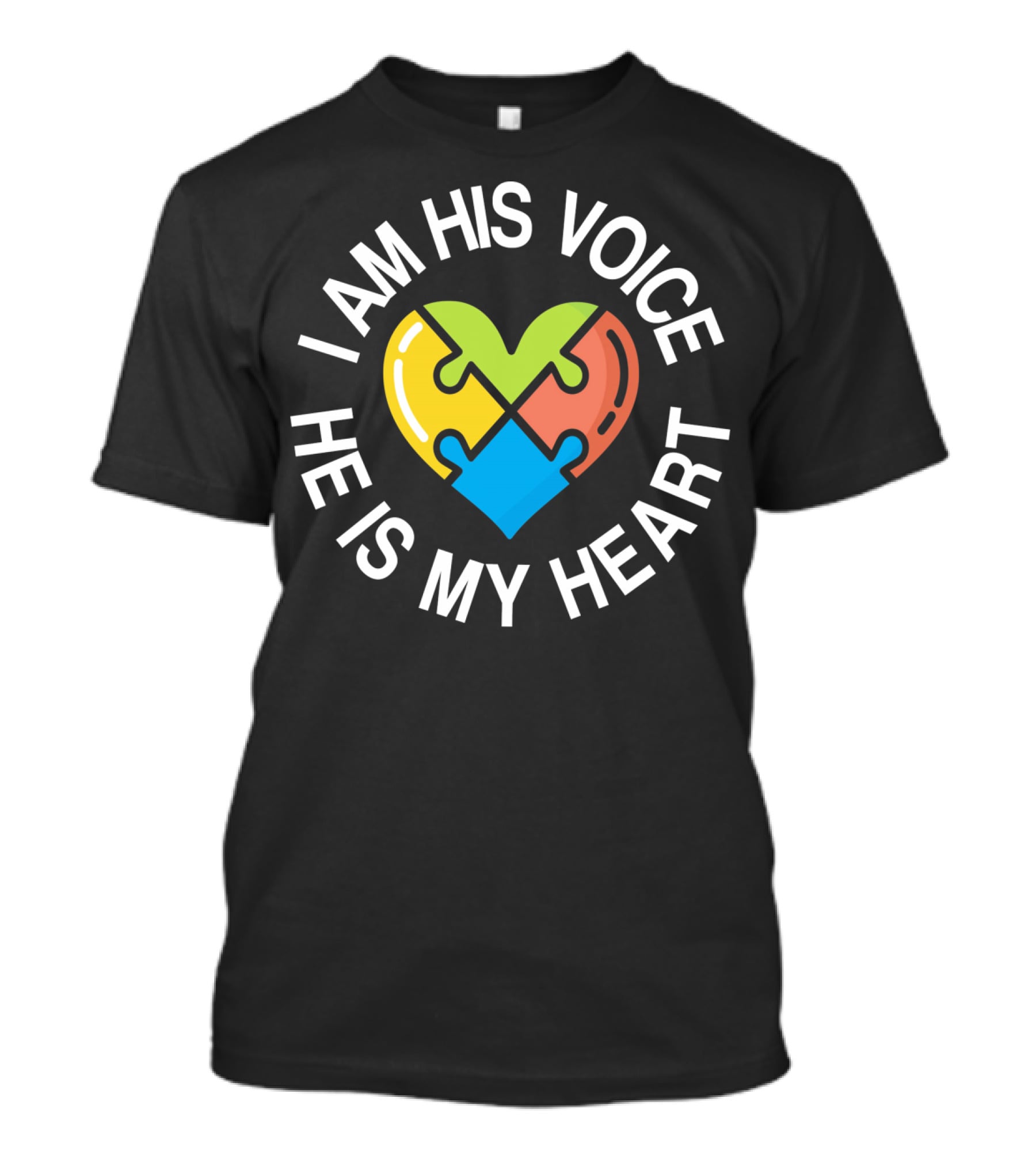 I Am His Voice He Is My Heart Autism Awareness Heart Puzzle T-Shirt