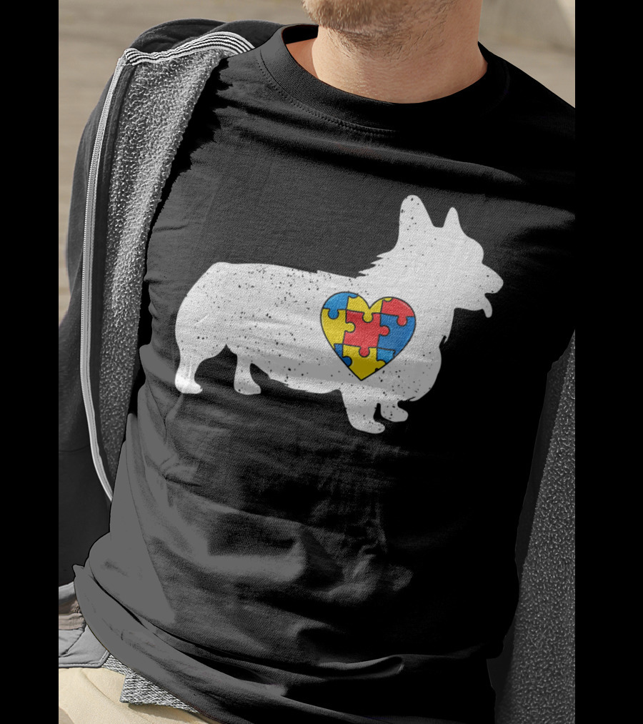 Corgi Puzzle Heart Autism Awareness T-Shirt