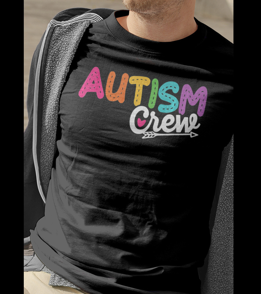 Autism Crew Colorful Heart Arrow Autism Awareness T-Shirt