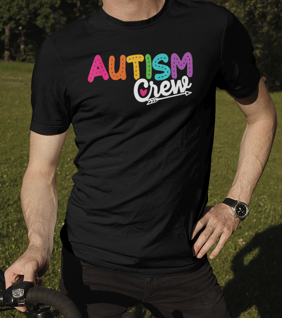 Autism Crew Colorful Heart Arrow Autism Awareness T-Shirt