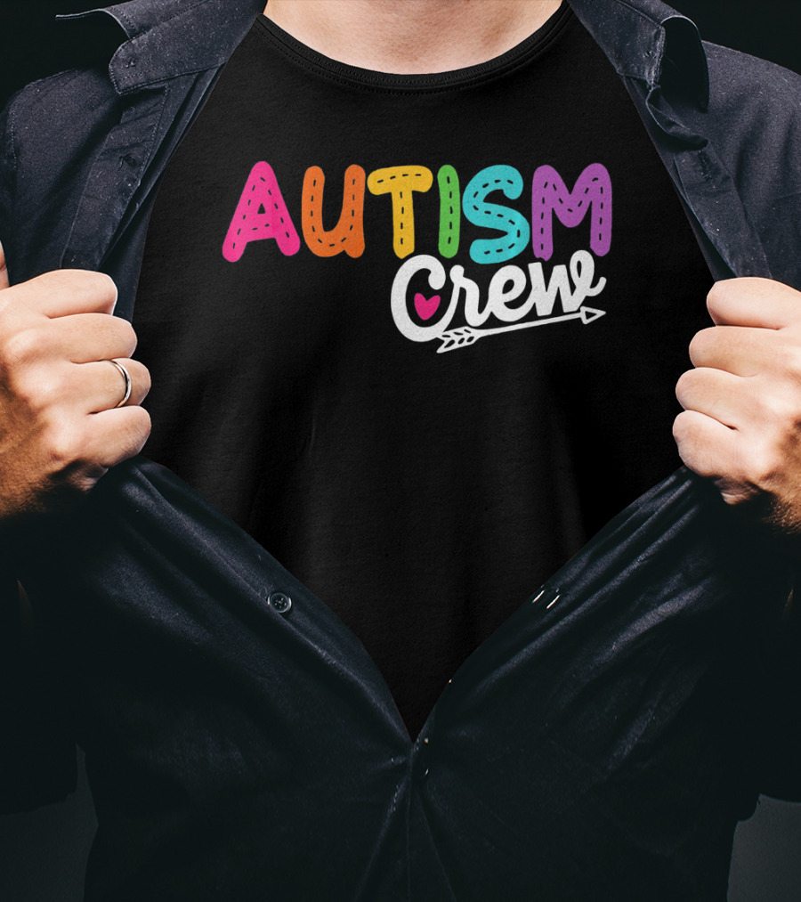 Autism Crew Colorful Heart Arrow Autism Awareness T-Shirt