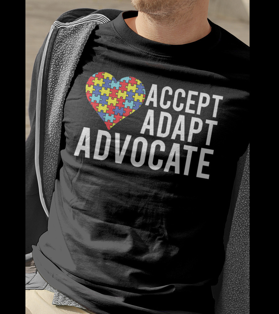 Autism Awareness Accept Adapt Advocate Puzzle Heart T-Shirt
