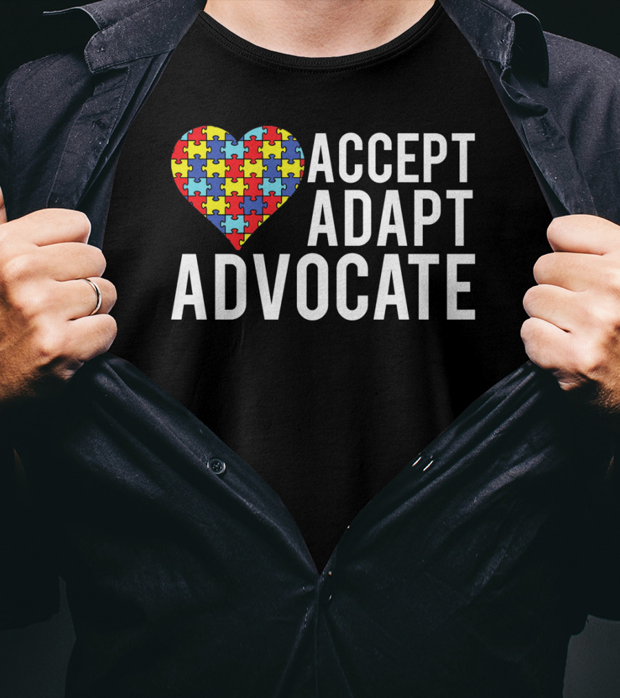 Autism Awareness Accept Adapt Advocate Puzzle Heart T-Shirt