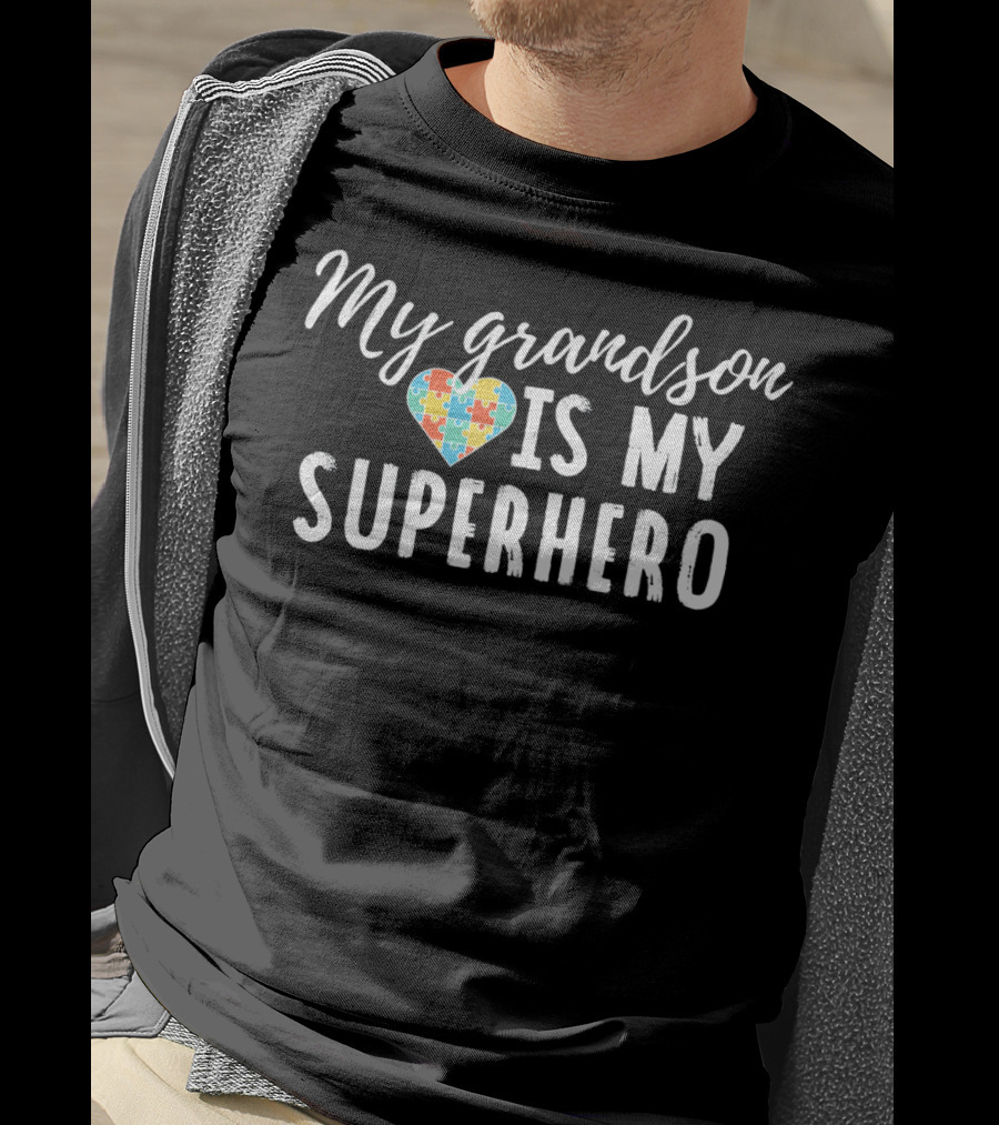 My Grandson Is My Superhero Autism Awareness T-Shirt