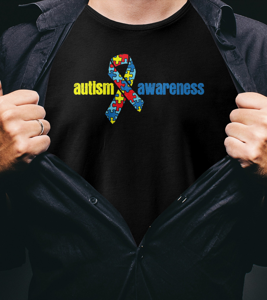 Autism Awareness Ribbon With Puzzle Pieces T-Shirt